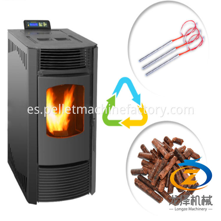 Estufa de pellets de 220v y 300w, calentador de cartucho de encendido, estufas de pellets negras ahorradoras de energía y chimenea, mini estufa de pellets de madera sin humo